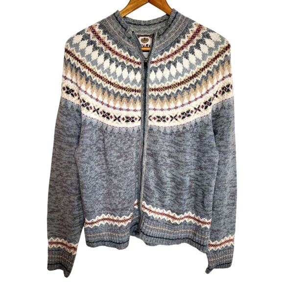 Vintage Tiara International Women's Fair Isle Embroidered Full Zip Sweater Large - Picture 1 of 7